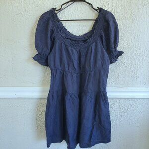 Old Navy Puffed Sleeve Cotton Mini Dress, Blue, Women's Small